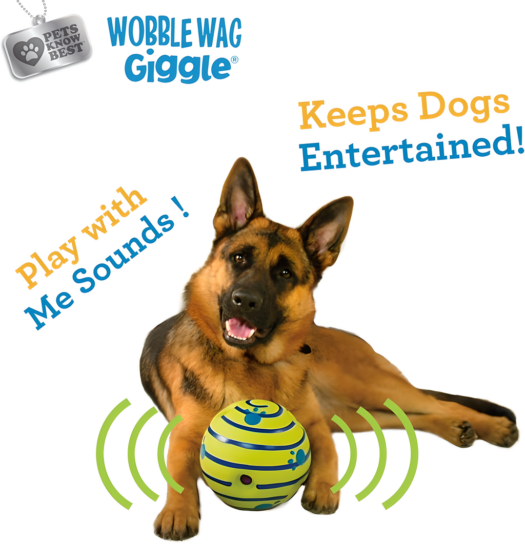 Wobble Wag Giggle Ball, Interactive Dog Toy, Fun Giggle Sounds, As Seen On TV green Medium