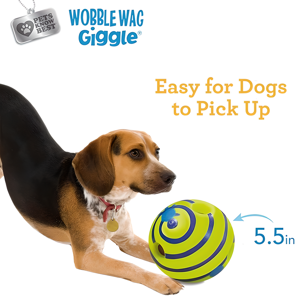 Wobble Wag Giggle Ball, Interactive Dog Toy, Fun Giggle Sounds, As Seen On TV green Medium