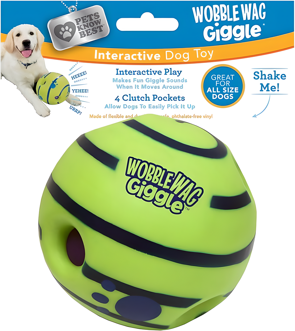 Wobble Wag Giggle Ball, Interactive Dog Toy, Fun Giggle Sounds, As Seen On TV green Medium