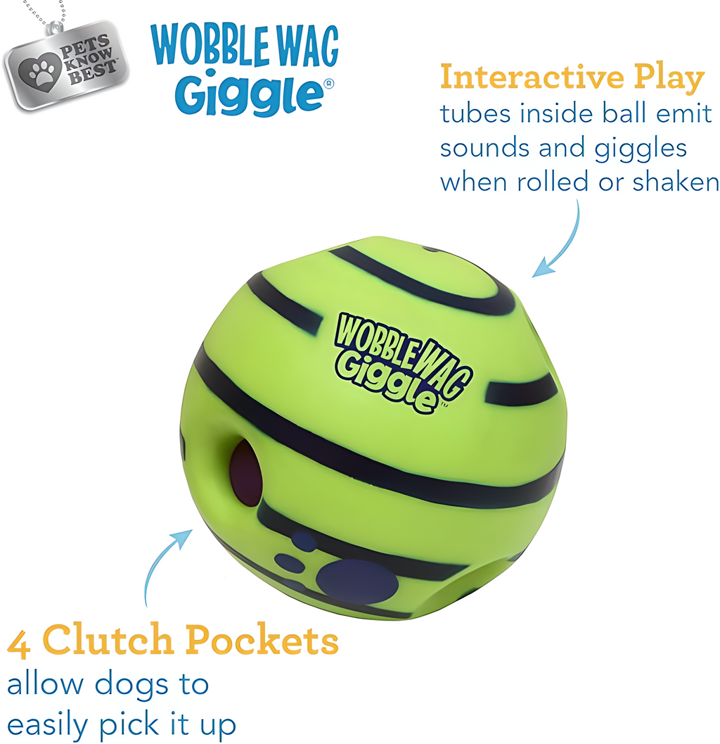 Wobble Wag Giggle Ball, Interactive Dog Toy, Fun Giggle Sounds, As Seen On TV green Medium