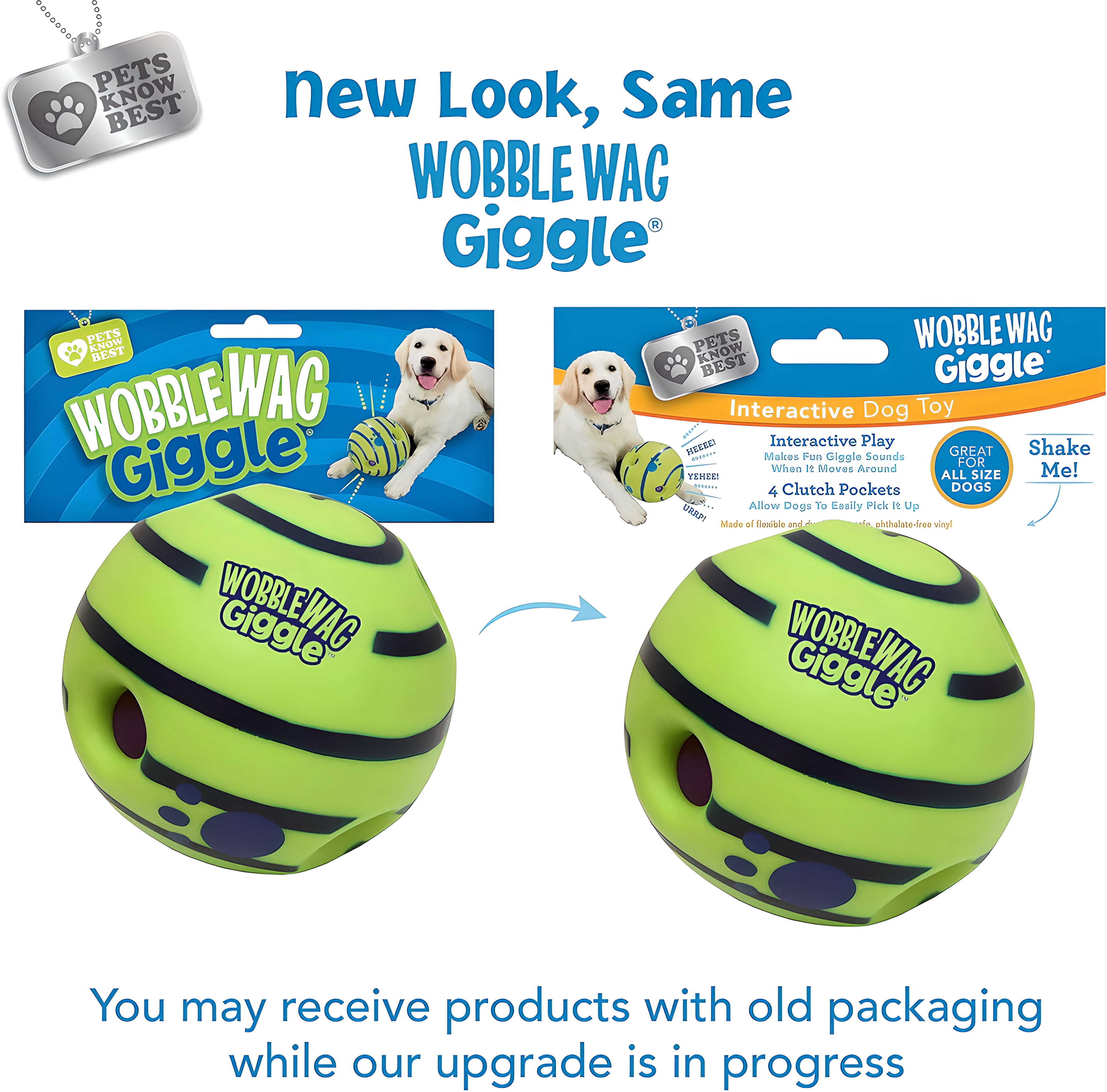 Wobble Wag Giggle Ball, Interactive Dog Toy, Fun Giggle Sounds, As Seen On TV green Medium